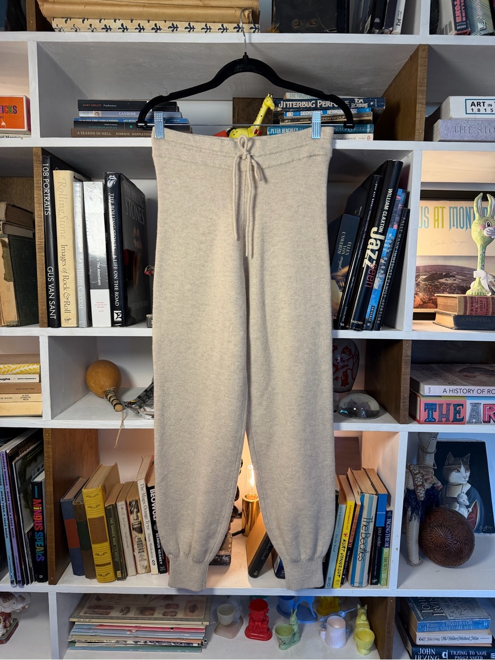 Theory Cream Knit Drawstring Joggers